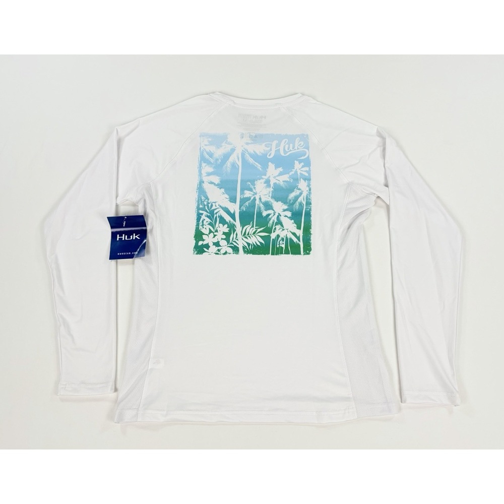 Huk Paradise Pursuit Long Sleeve Fishing Sun SPF Shirt Women's Medium White NWT